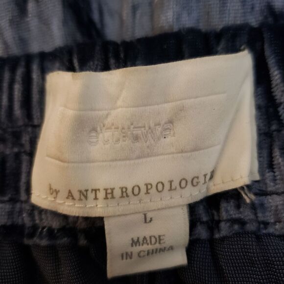 Ett:twa Navy Crushed Velvet Velour Pants Sz L - Picture 5 of 8
